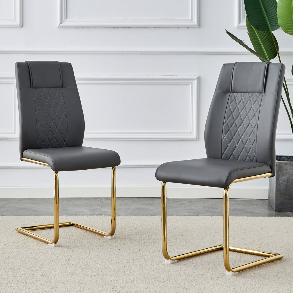 Set of 6 Chic Faux Leather Cushioned Chairs w/ Metal Legs (Gray)