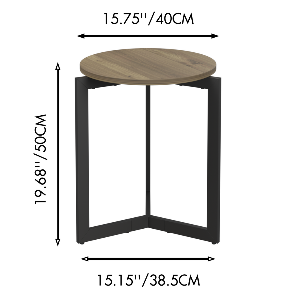 Round Accent End Table w/ Sturdy Metal Frame