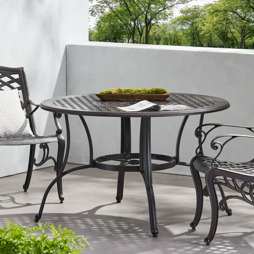 Outdoor Cast Aluminum Dining Table (Bronze)