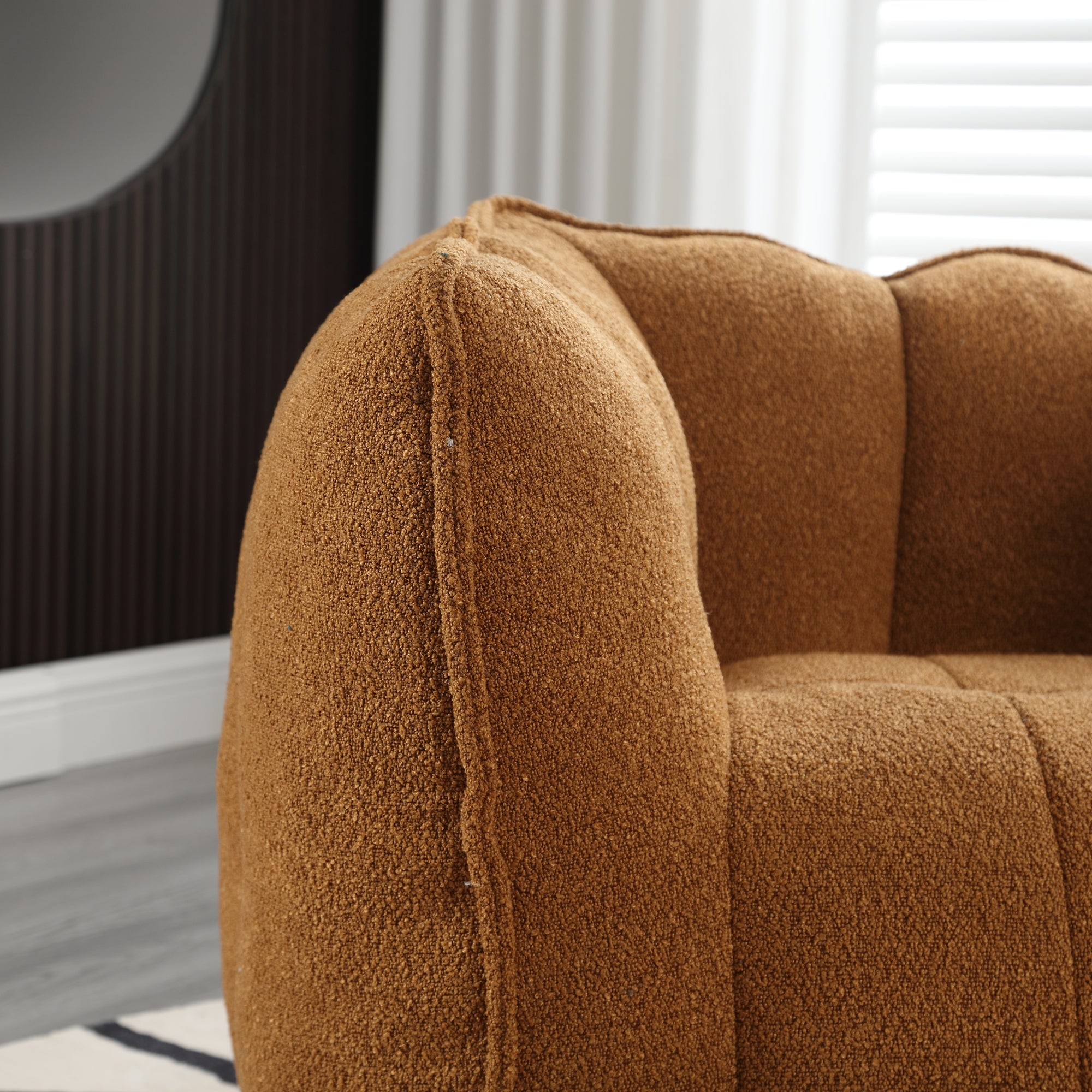 Plush Foam Lounger w/ Ottoman (Khaki)