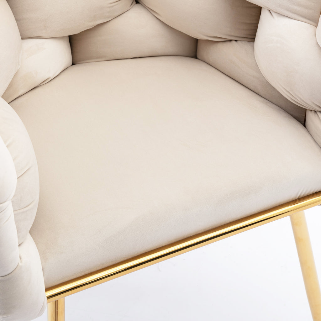 Luxury velvet single sofa bedroom chair (Beige)