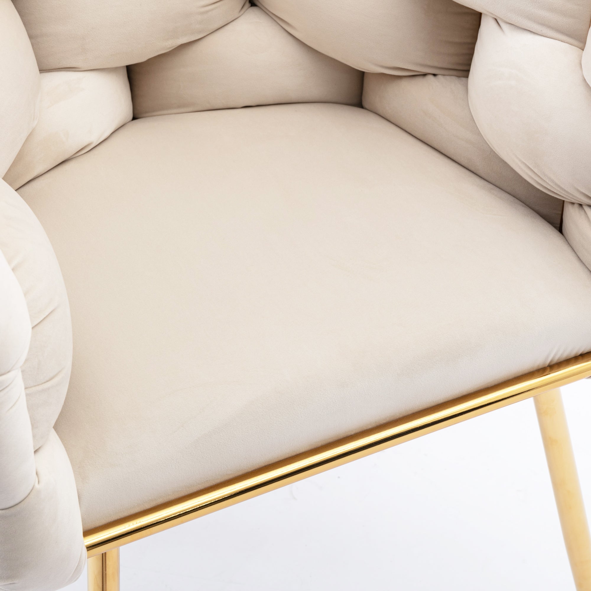 Luxury velvet single sofa bedroom chair (Beige)