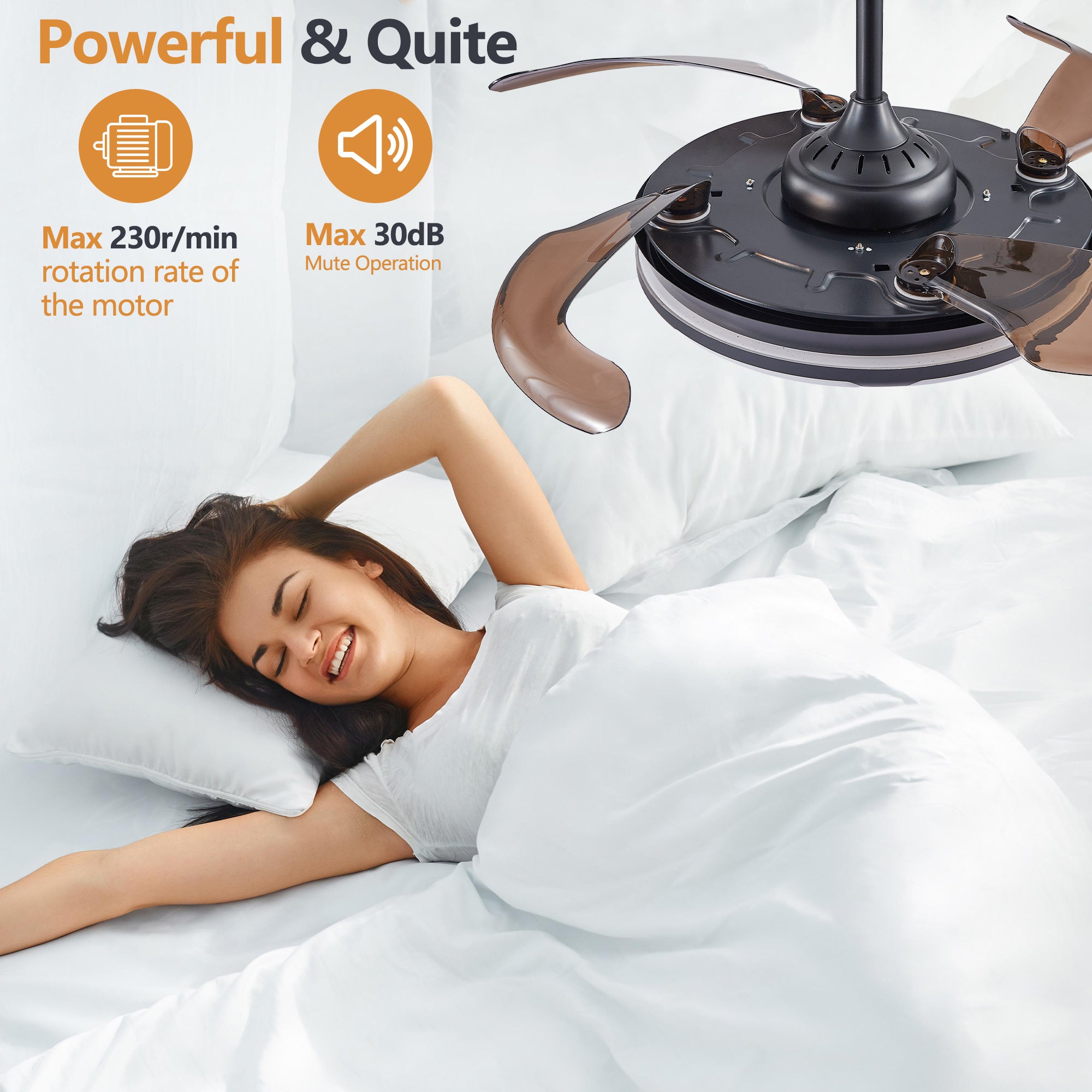 Modern Minimalist Invisible Retractable Ceiling Fan With LED Light