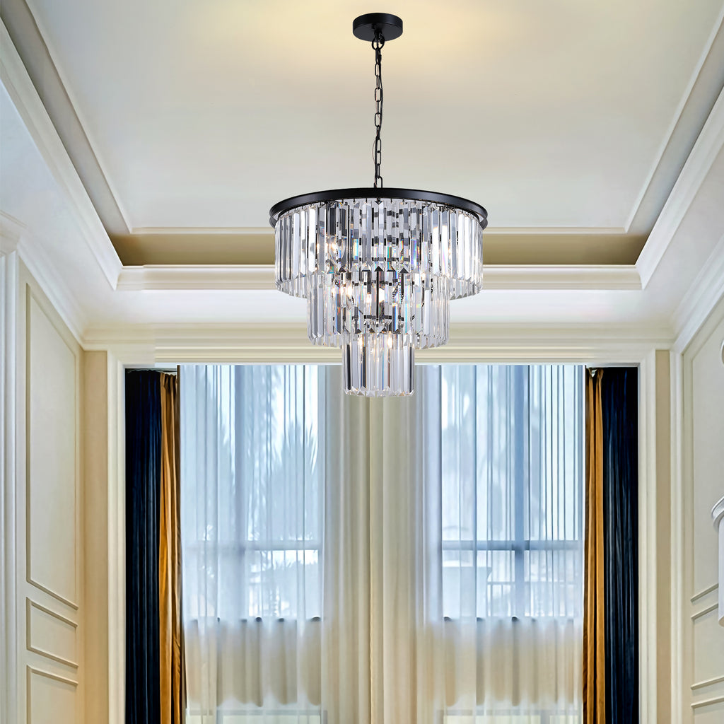 Modern Black Crystal Chandelier