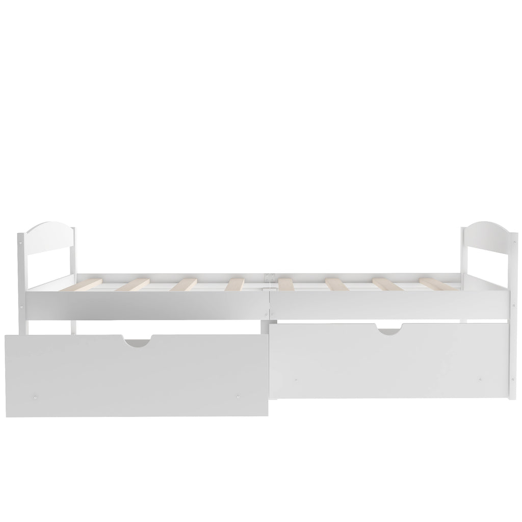 Twin size platform bed w/ two drawers (White)