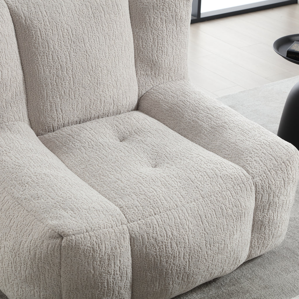 Fluffy Bean Bag Chair & Footstool w/ Memory Foam (Gray)
