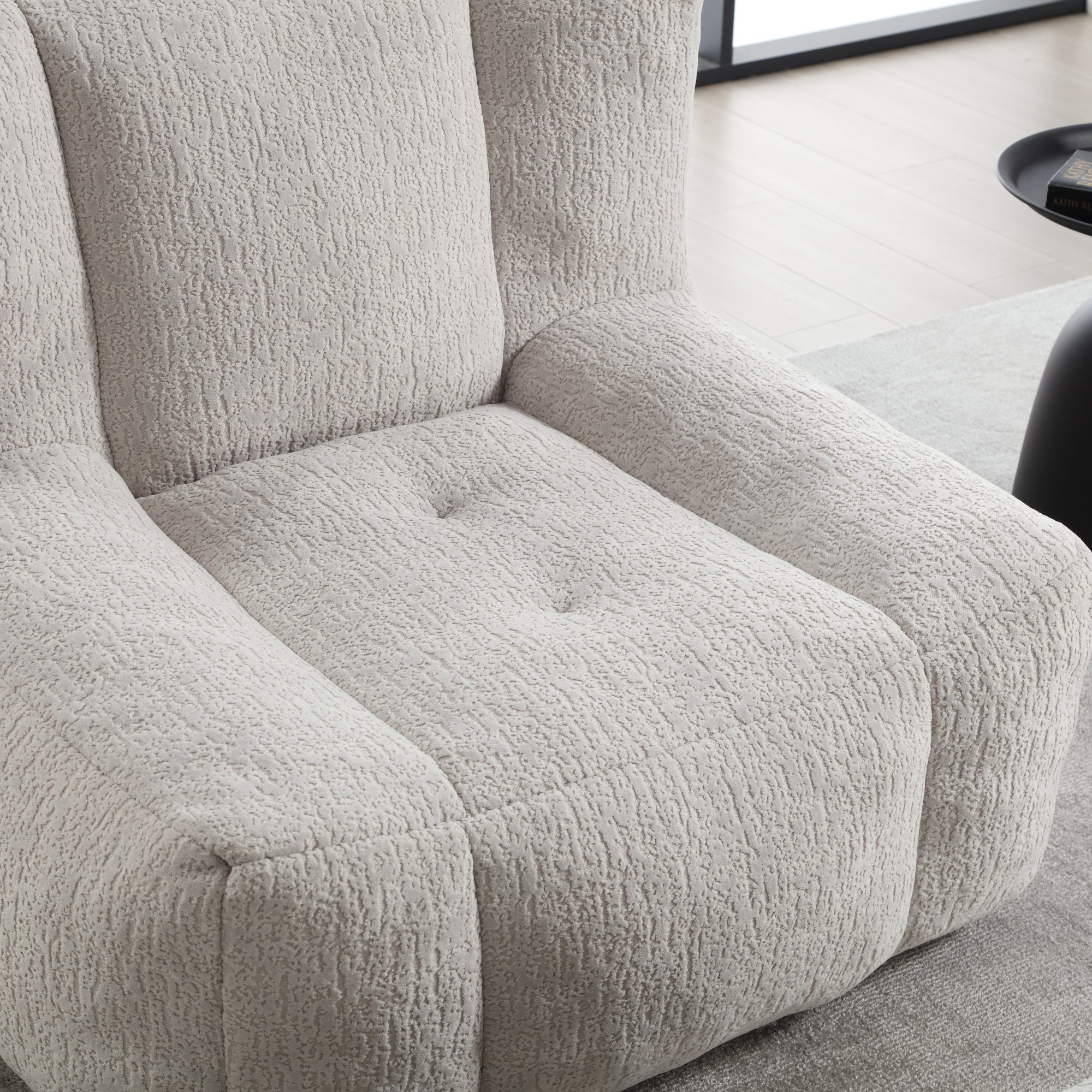 Fluffy Bean Bag Chair & Footstool w/ Memory Foam (Gray)