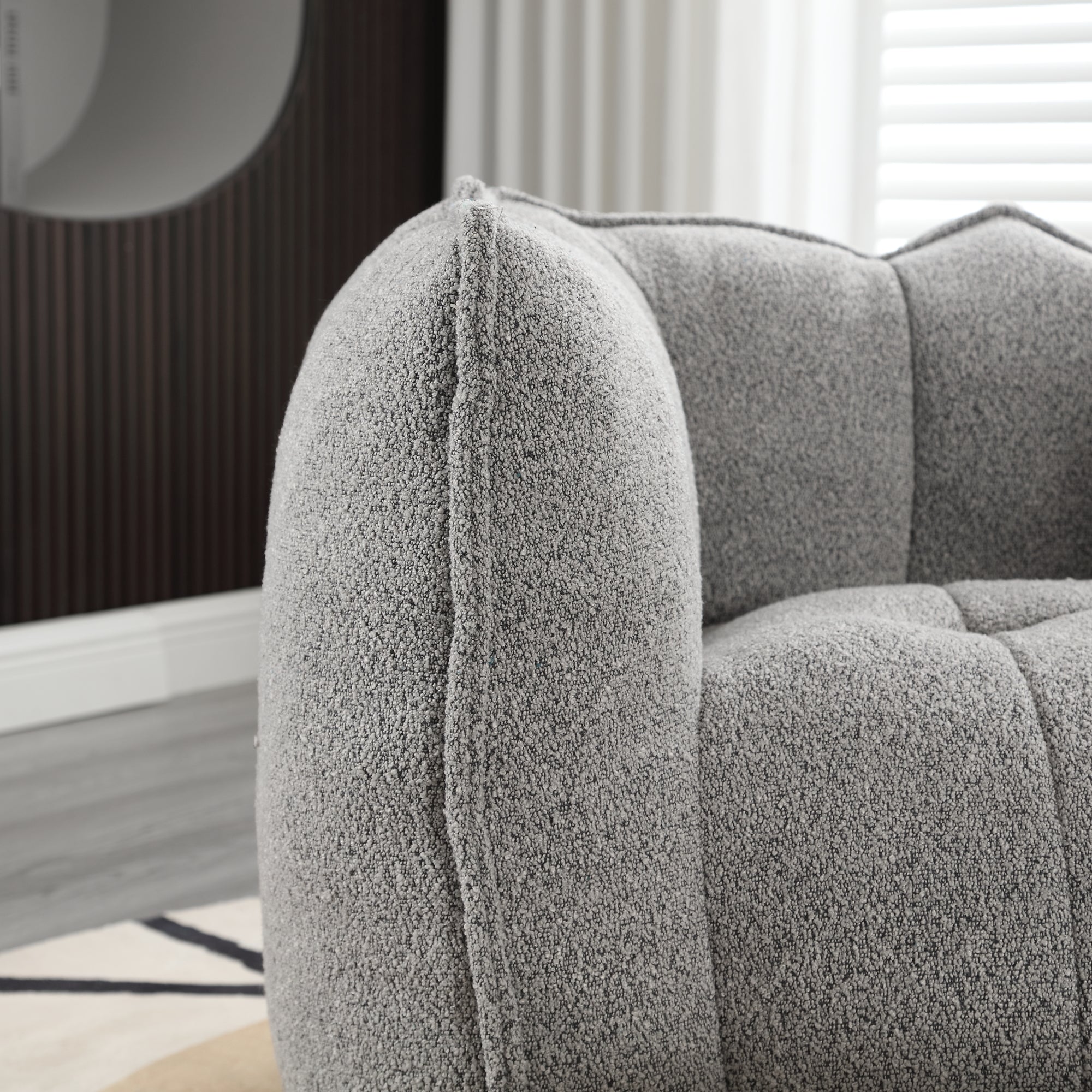 Plush Foam Lounger w/ Ottoman (Gray)