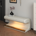 Entryway Bench Leather Ottoman w/ LED Sensor Light (Beige)