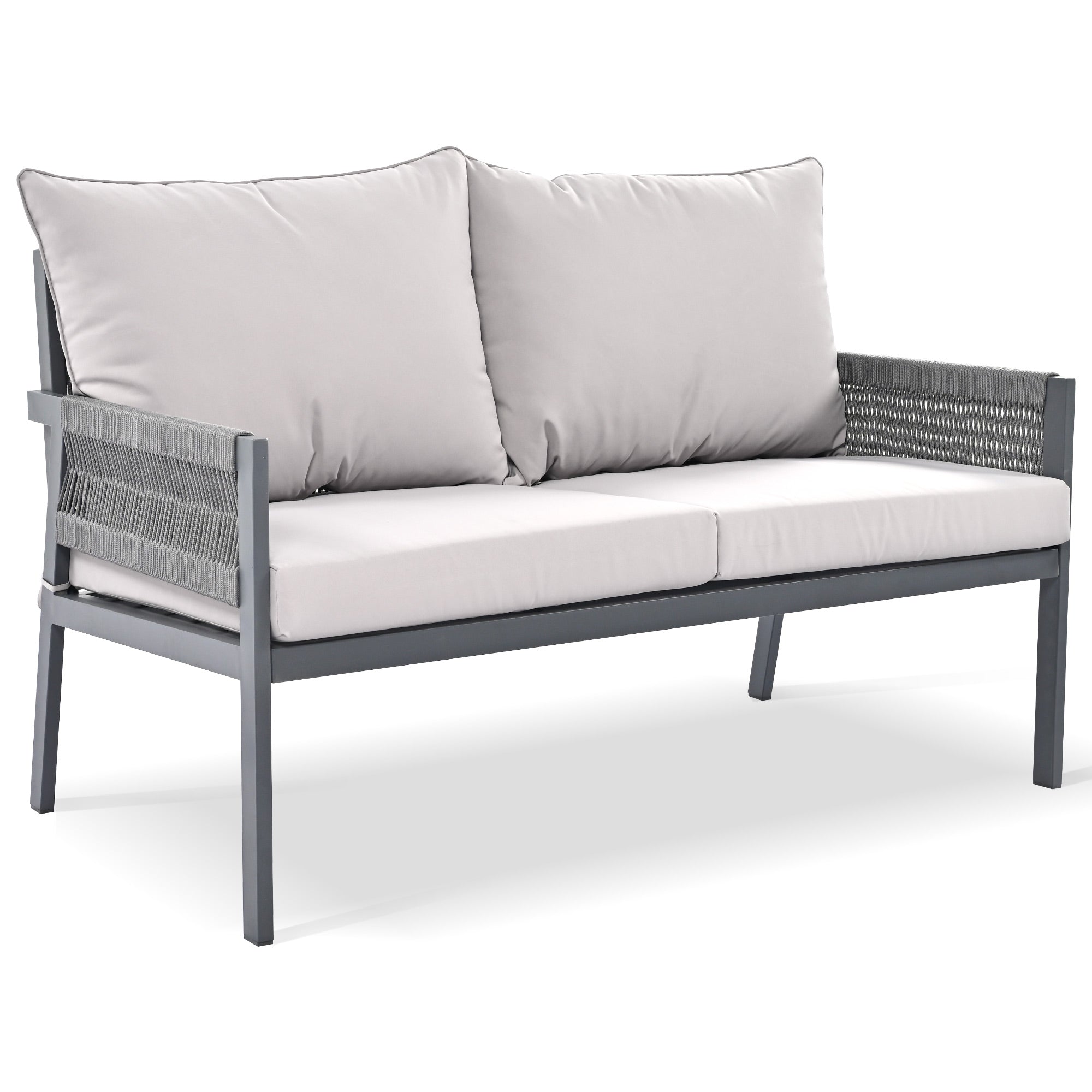 4 PC Rattan Patio Furniture Set (Beige Cushions)