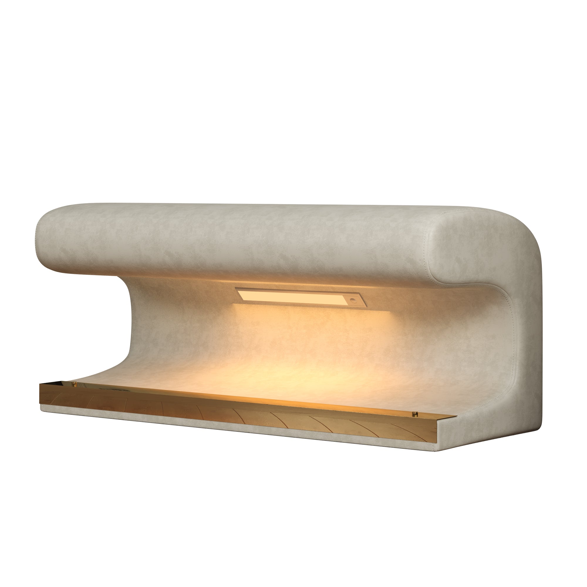 Entryway Bench Leather Ottoman w/ LED Sensor Light (Beige)