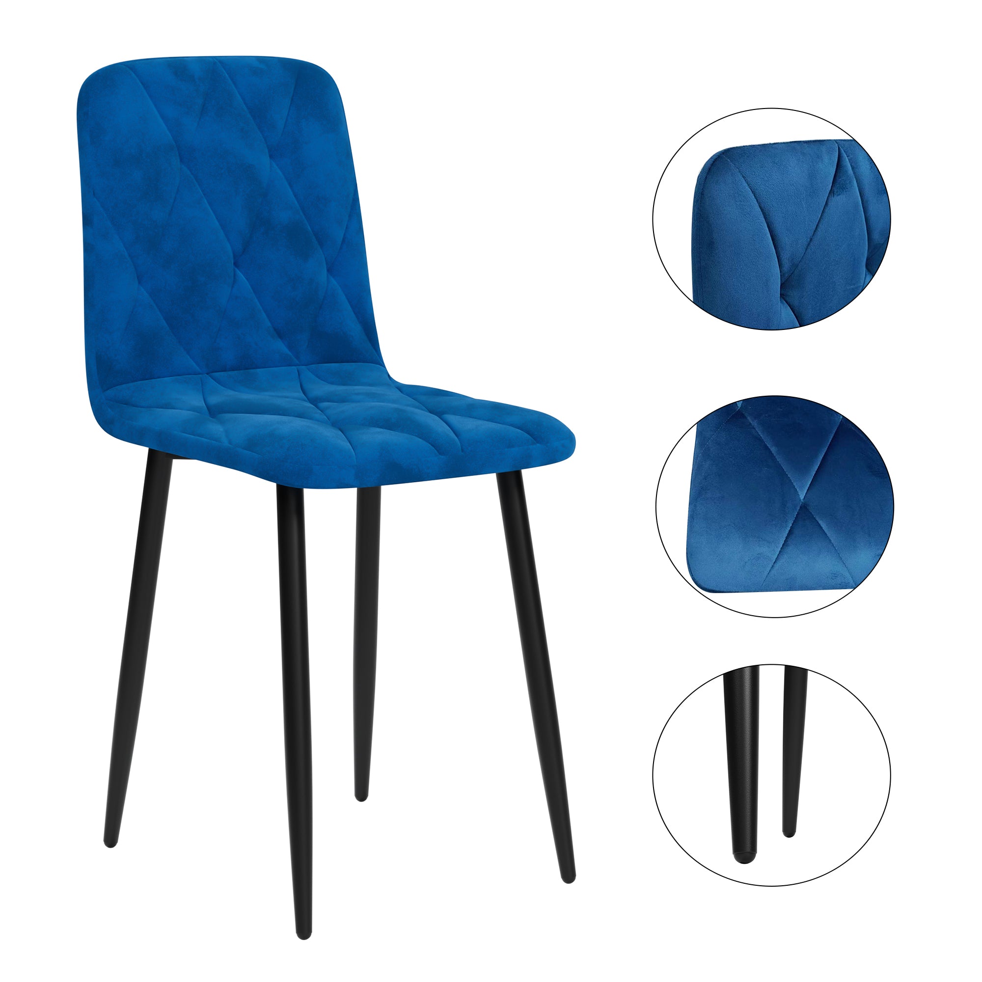 Sleek Velvet Dining Chairs - Set of 4 (Blue)