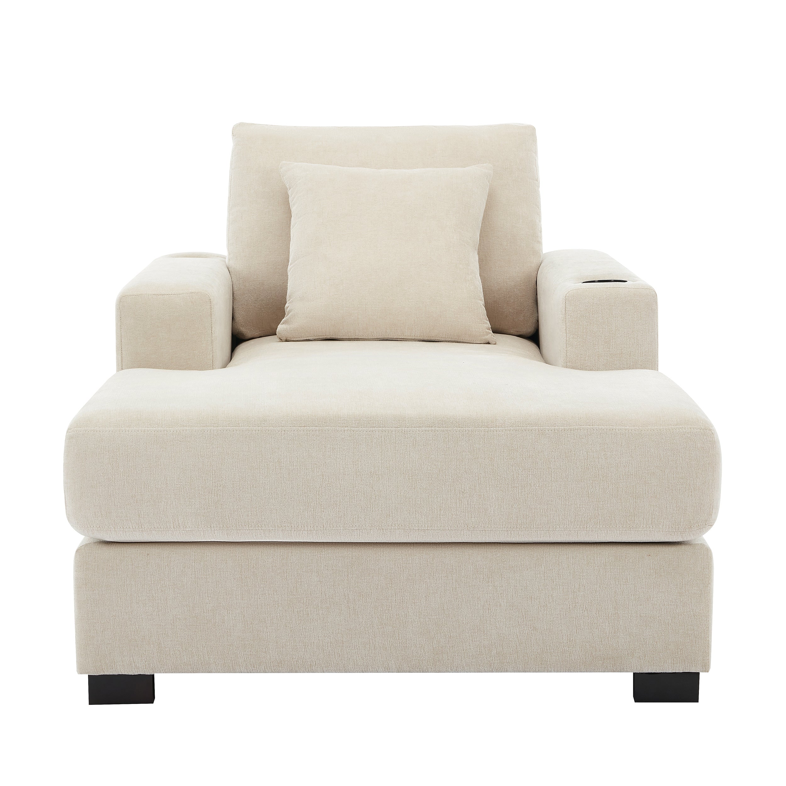 Oversized Chenille Chaise Lounger (Cream)