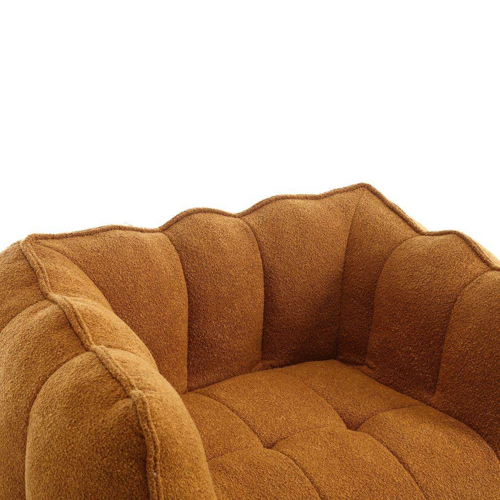 Plush Foam Lounger w/ Ottoman (Khaki)