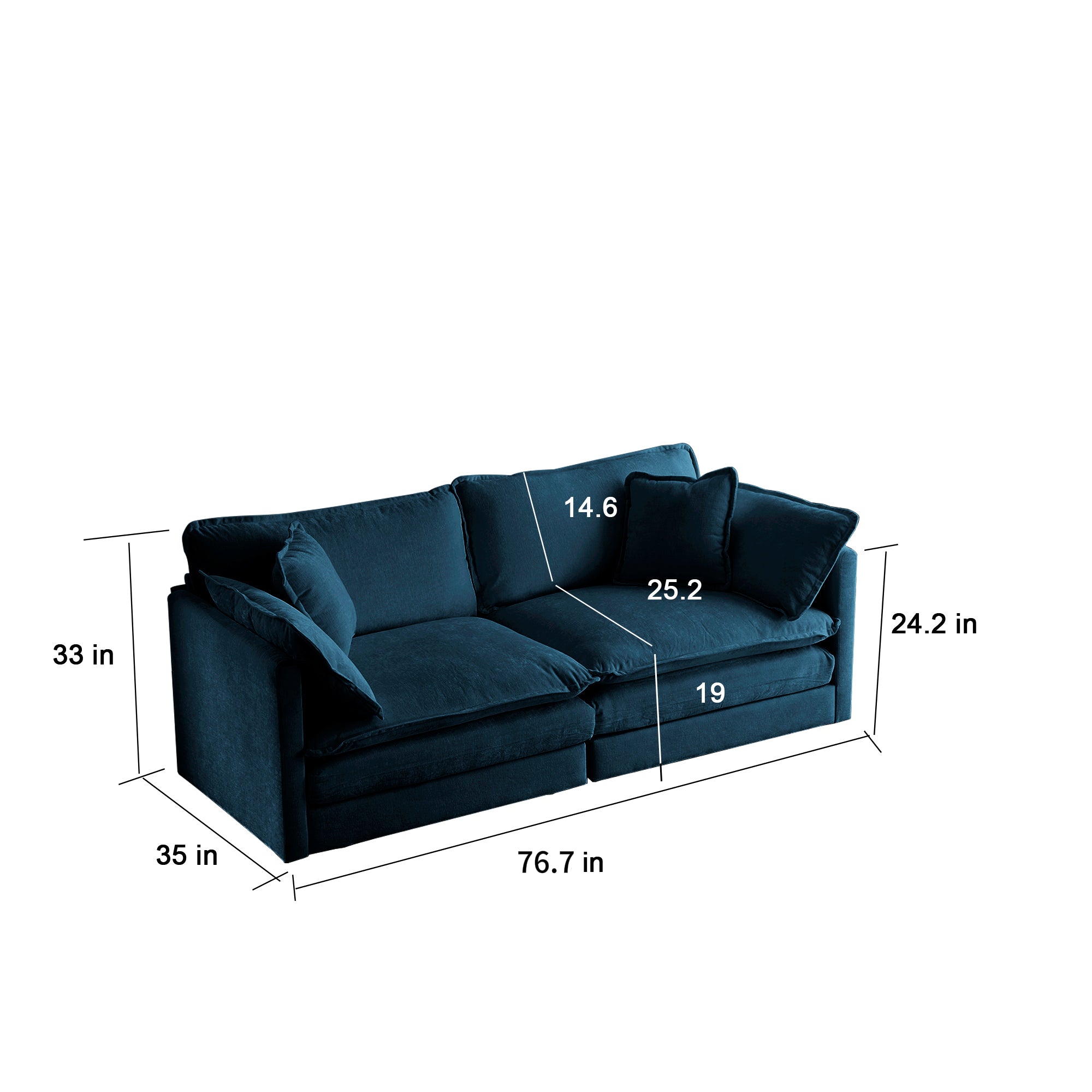 2-Seat Chenille Loveseat Sofa Couch (Blue)