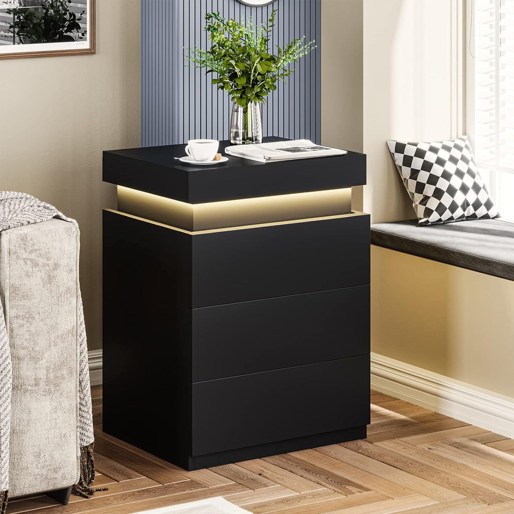 Modern Multi-Colour LED Night Table (Black)