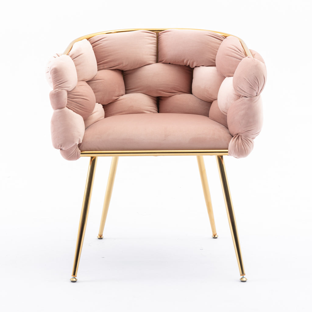 Set of 2 Luxury velvet single sofa bedroom chair (Pink)