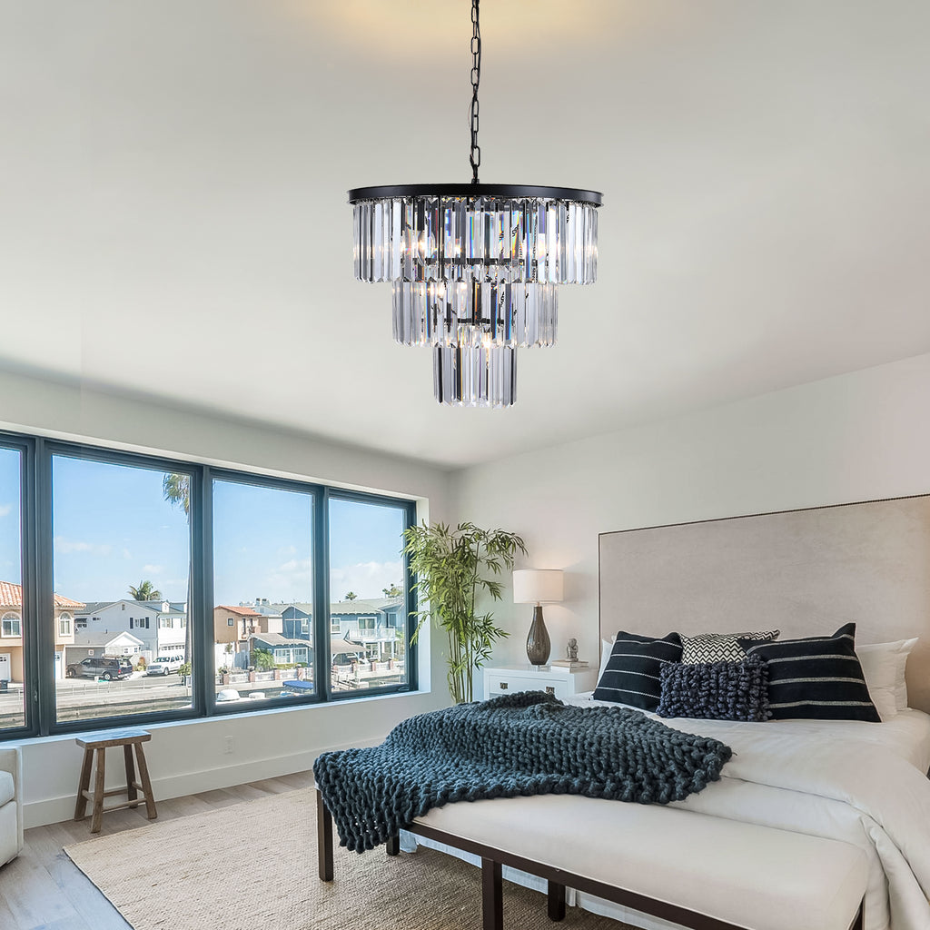 Modern Black Crystal Chandelier