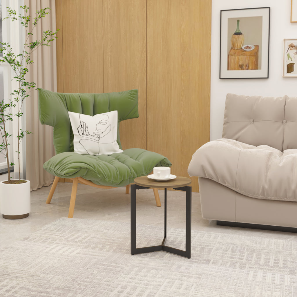 Round Accent End Table w/ Sturdy Metal Frame