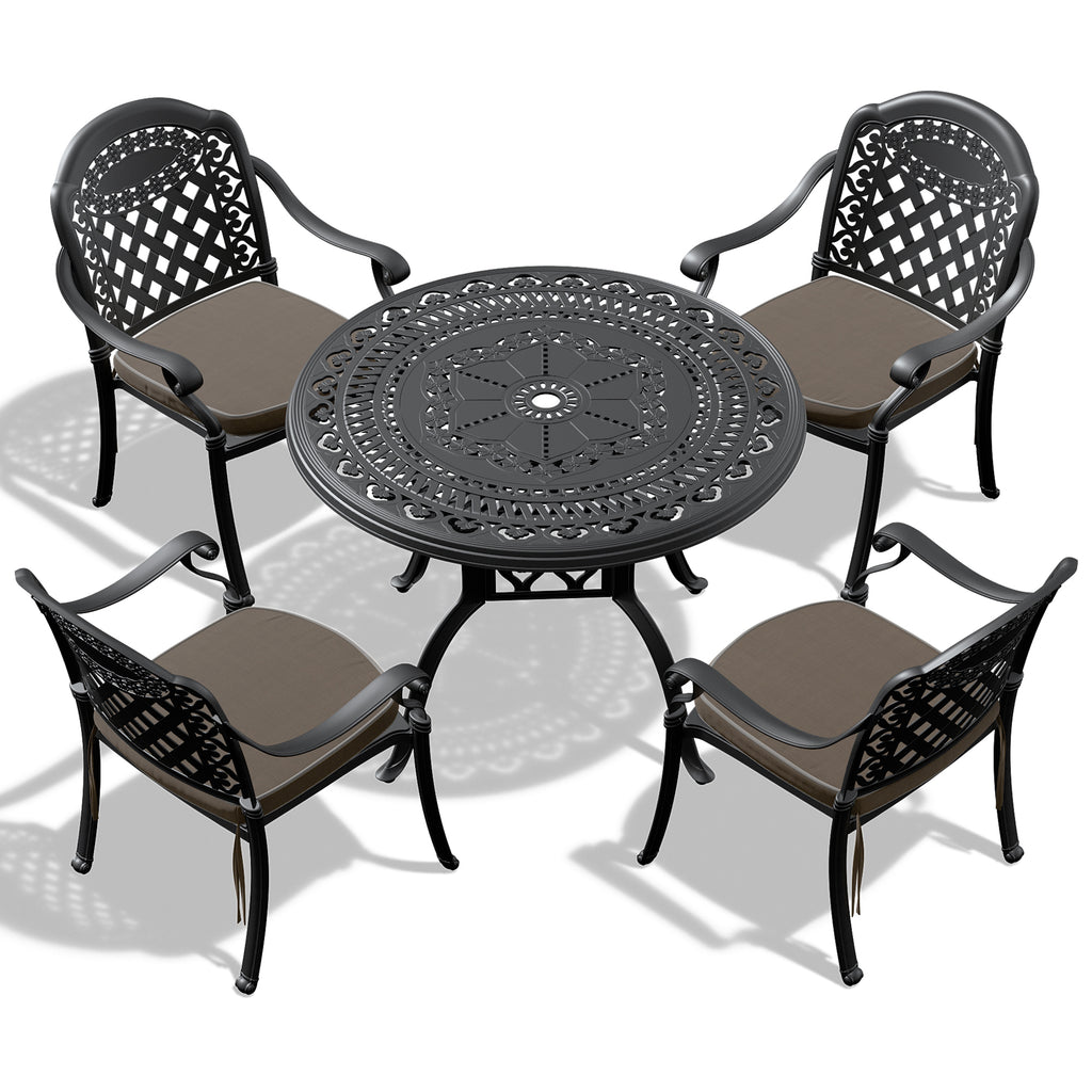 5-Piece Set Of Cast Aluminum Patio Furniture w/ Cushions