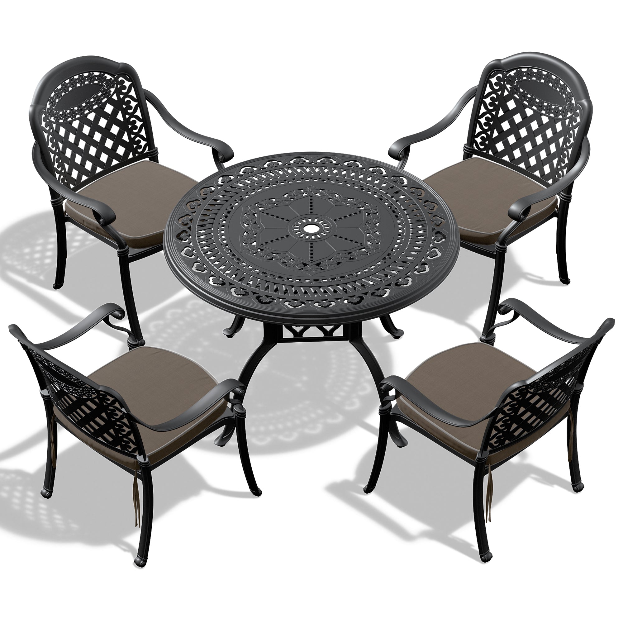 5-Piece Set Of Cast Aluminum Patio Furniture w/ Cushions