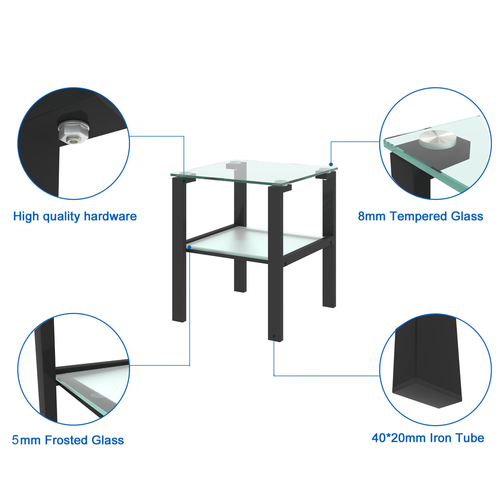 Simple 2 Layer Glass End Table