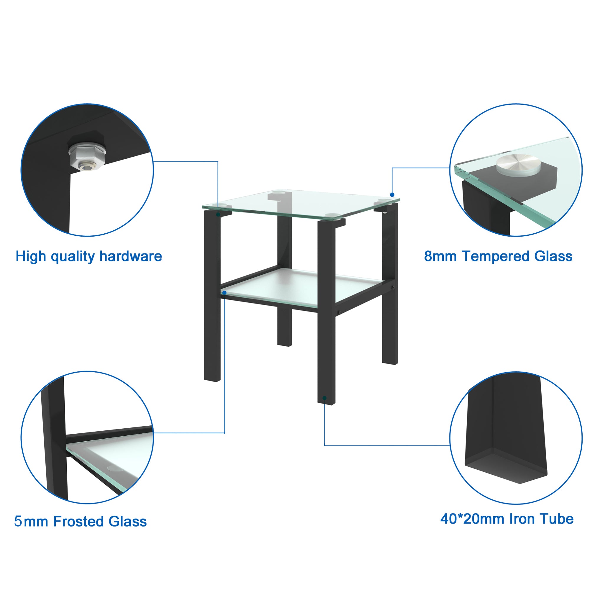 Simple 2 Layer Glass End Table