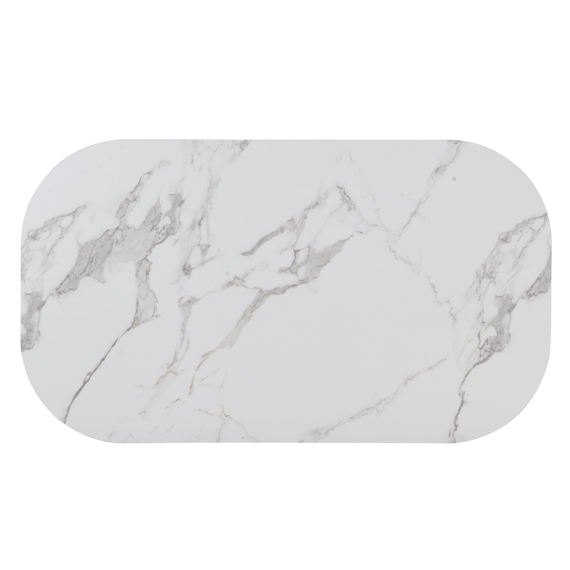 Modern 7-Piece Dining Table Set with Faux Marble (White/Gold)