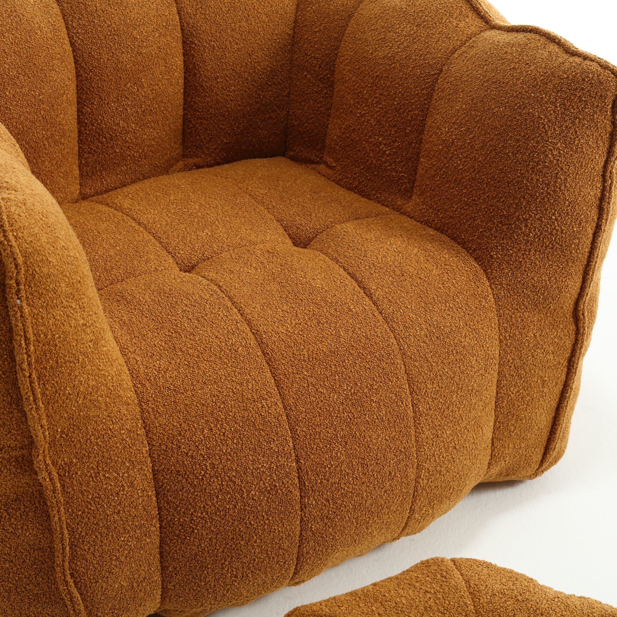 Plush Foam Lounger w/ Ottoman (Khaki)