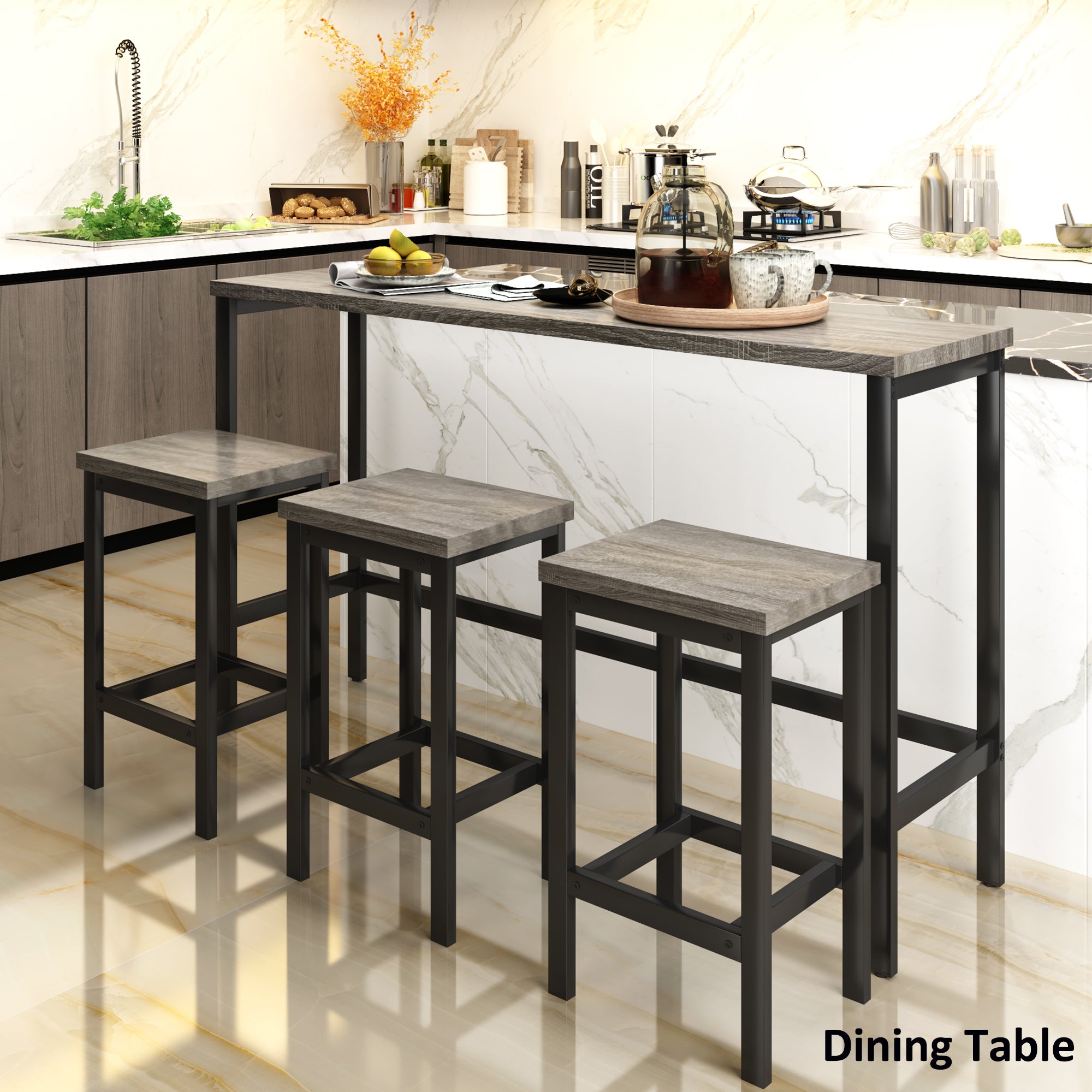 Gray 4-Piece Counter Height Table Set