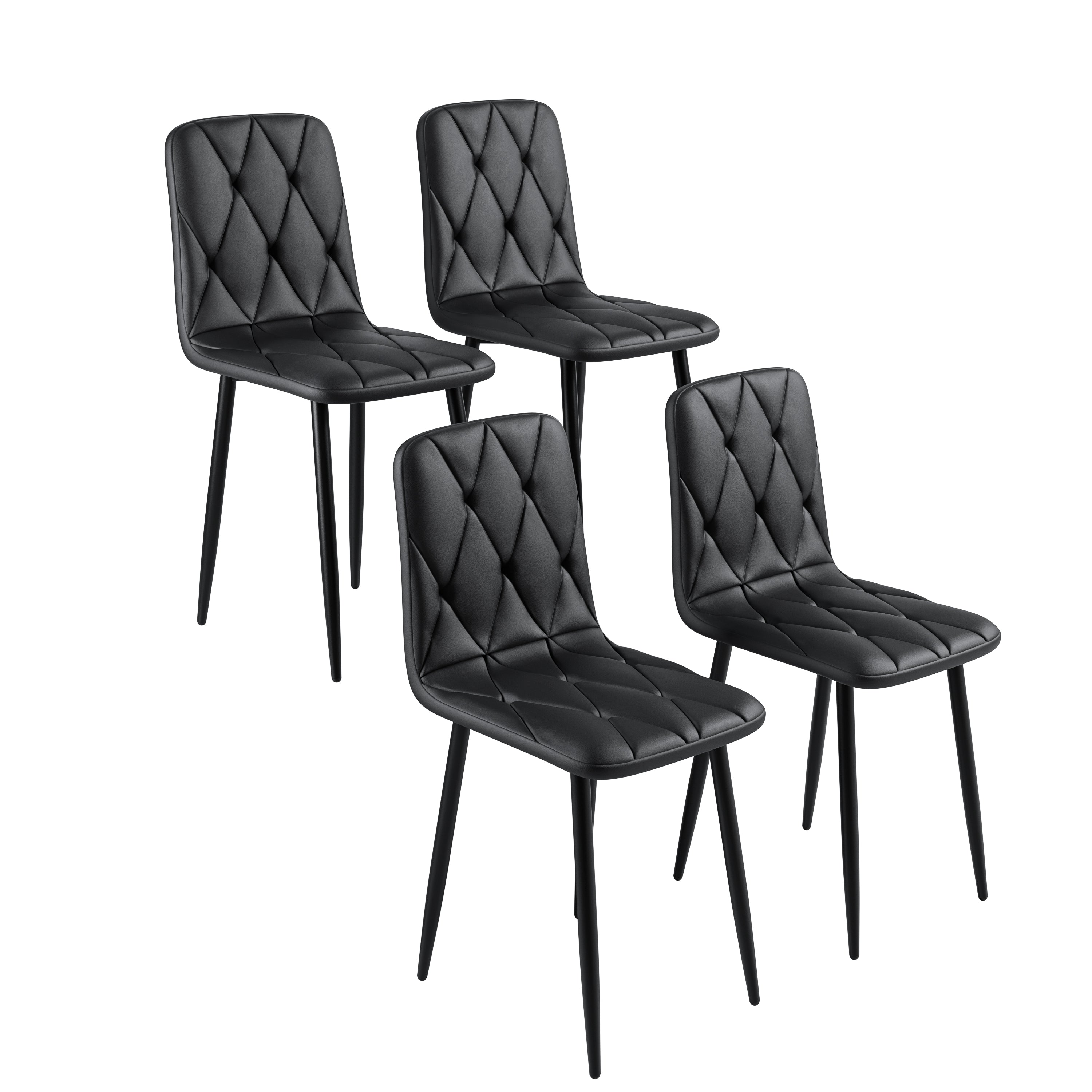 Sleek Leather Dining Chairs - Set of 4 (Gray)