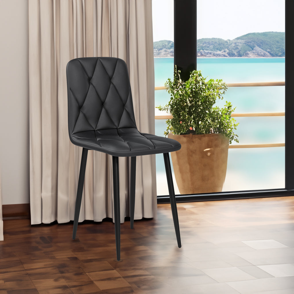 Sleek Leather Dining Chairs - Set of 4 (Gray)