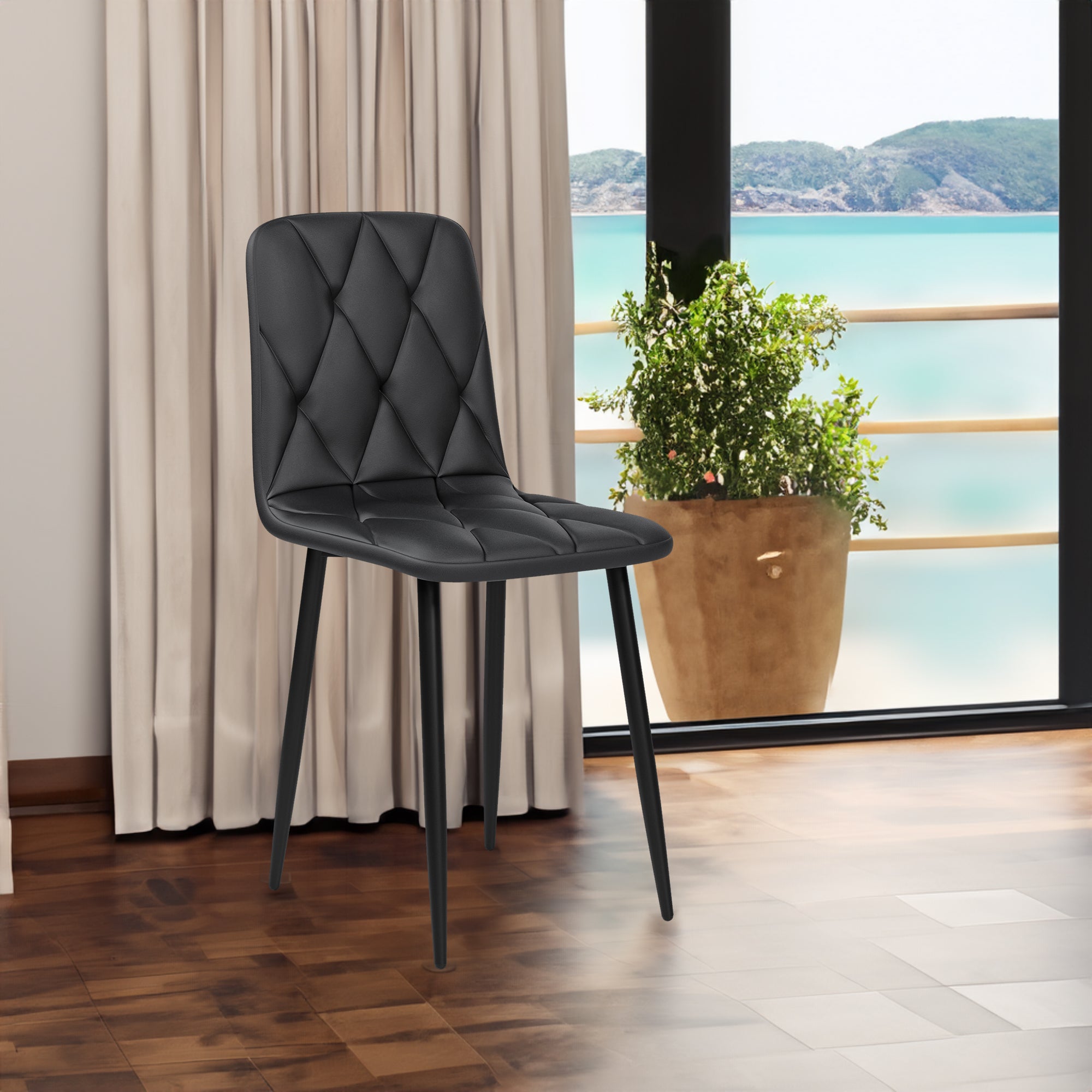 Sleek Leather Dining Chairs - Set of 4 (Gray)