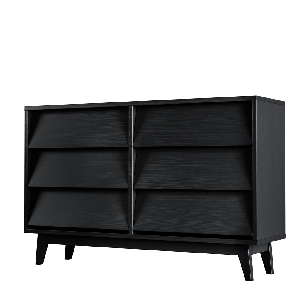6 Drawer Vintage Bevel Dresser (Black)