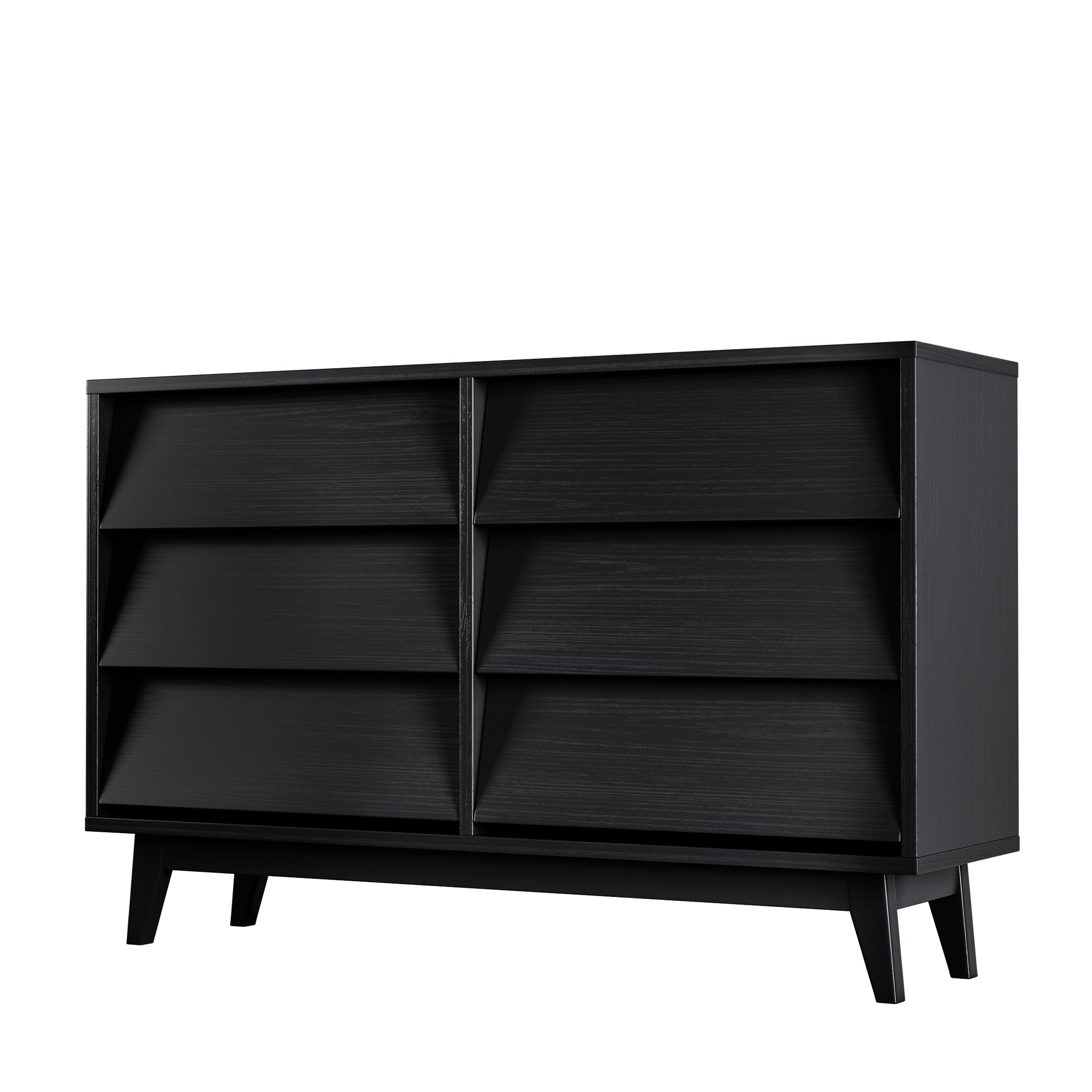 6 Drawer Vintage Bevel Dresser (Black)