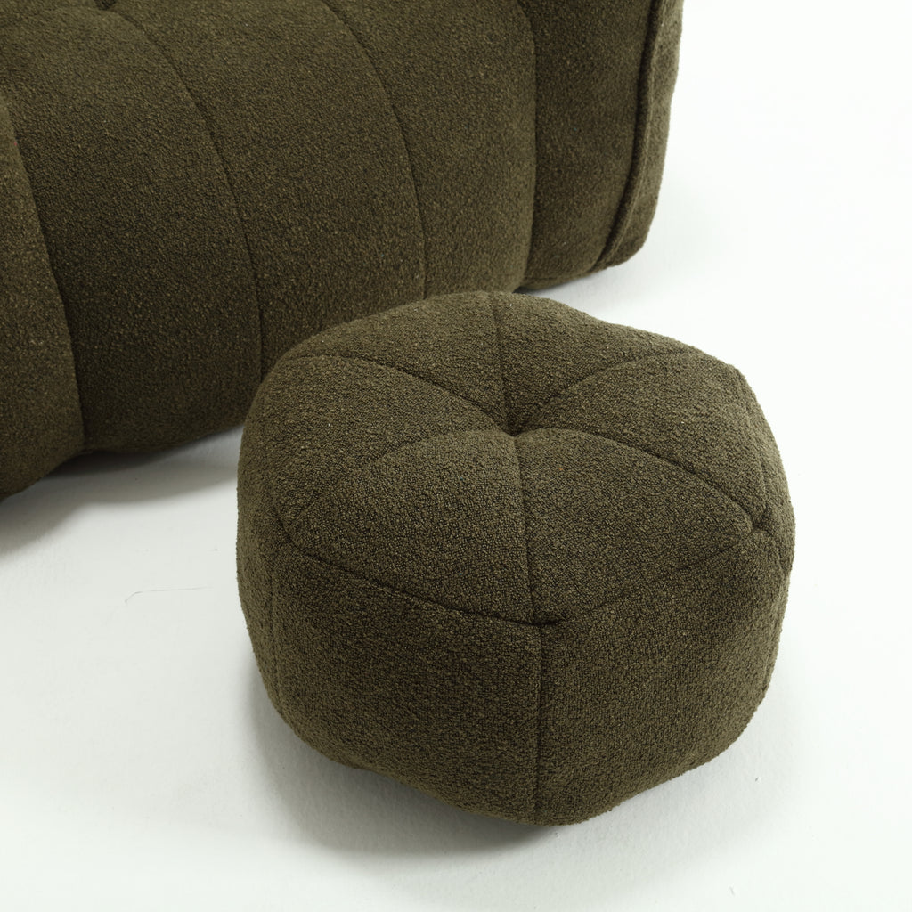 Plush Foam Lounger w/ Ottoman (Olive Green)