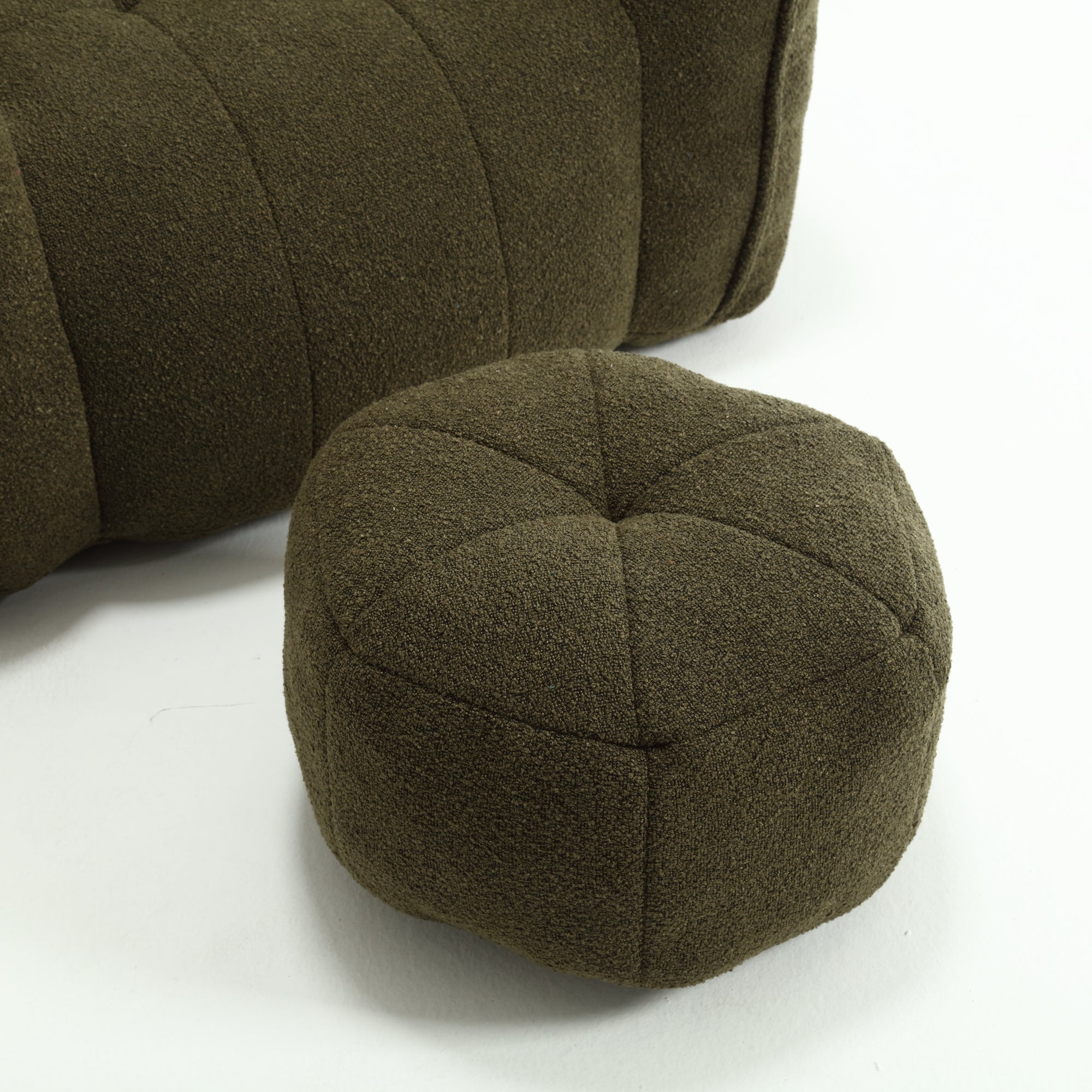 Plush Foam Lounger w/ Ottoman (Olive Green)