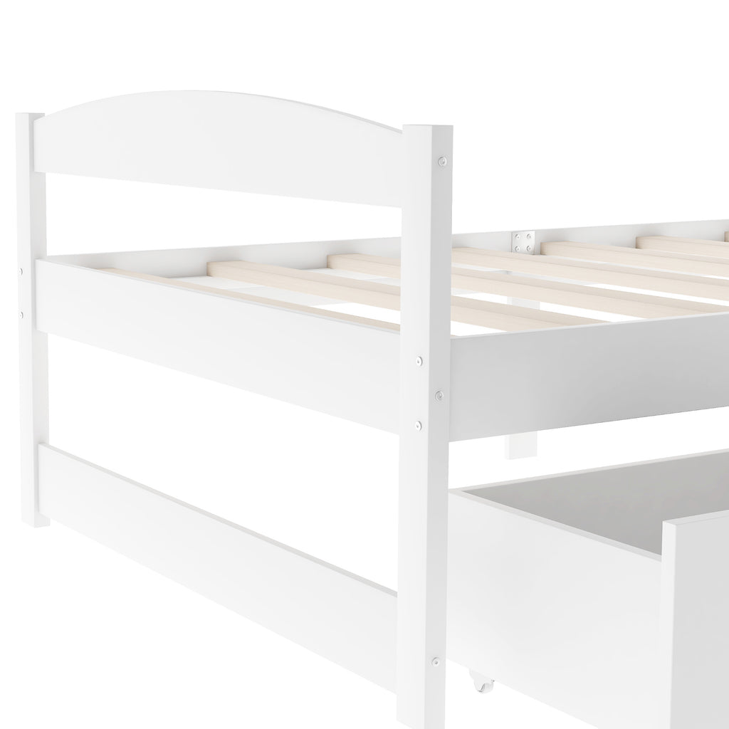 Twin size platform bed w/ two drawers (White)