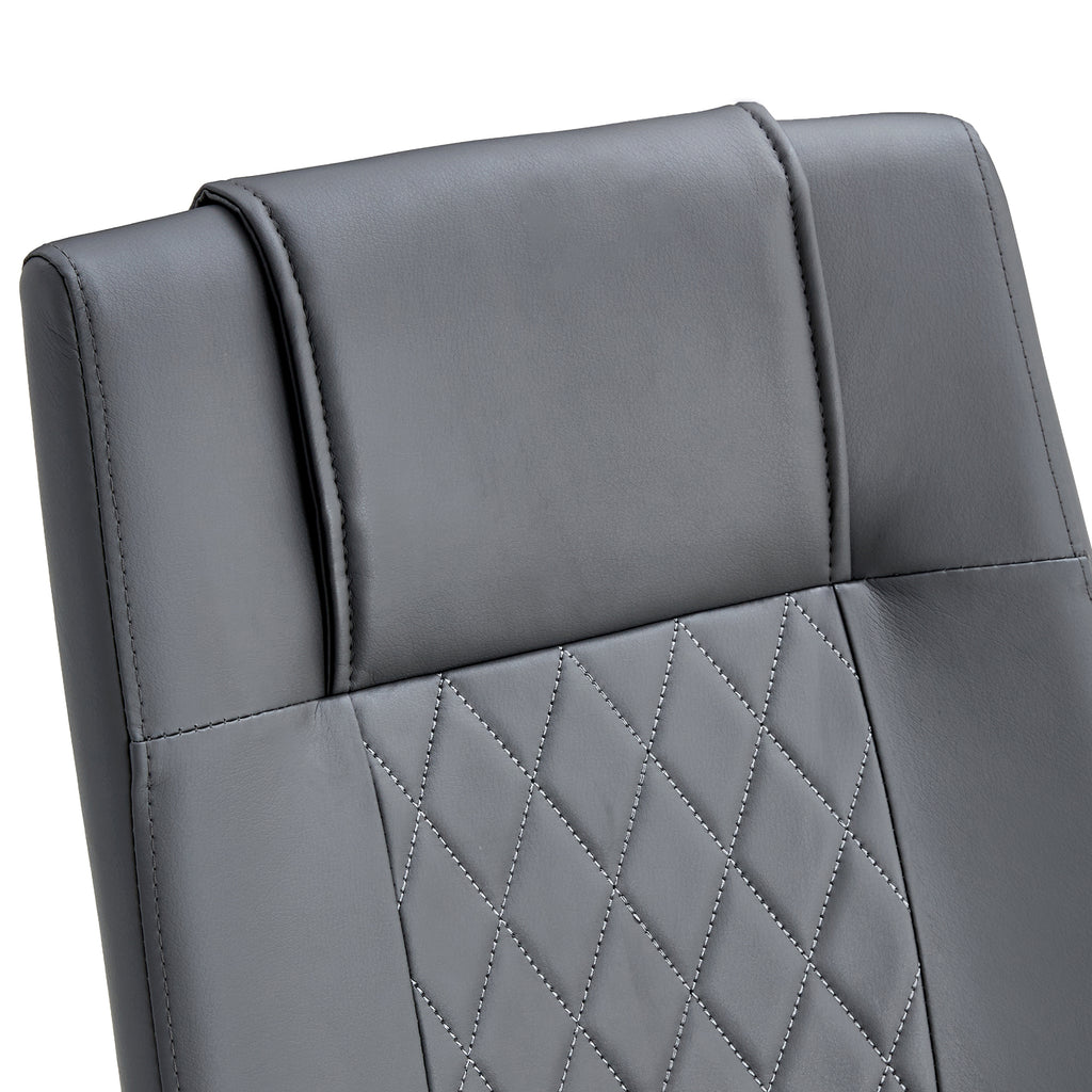 Set of 6 Chic Faux Leather Cushioned Chairs w/ Metal Legs (Gray)