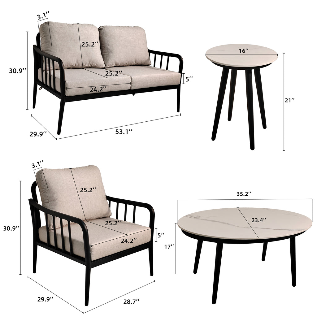 5PC Outdoor Patio Furniture - Modern Chat Sofa Set