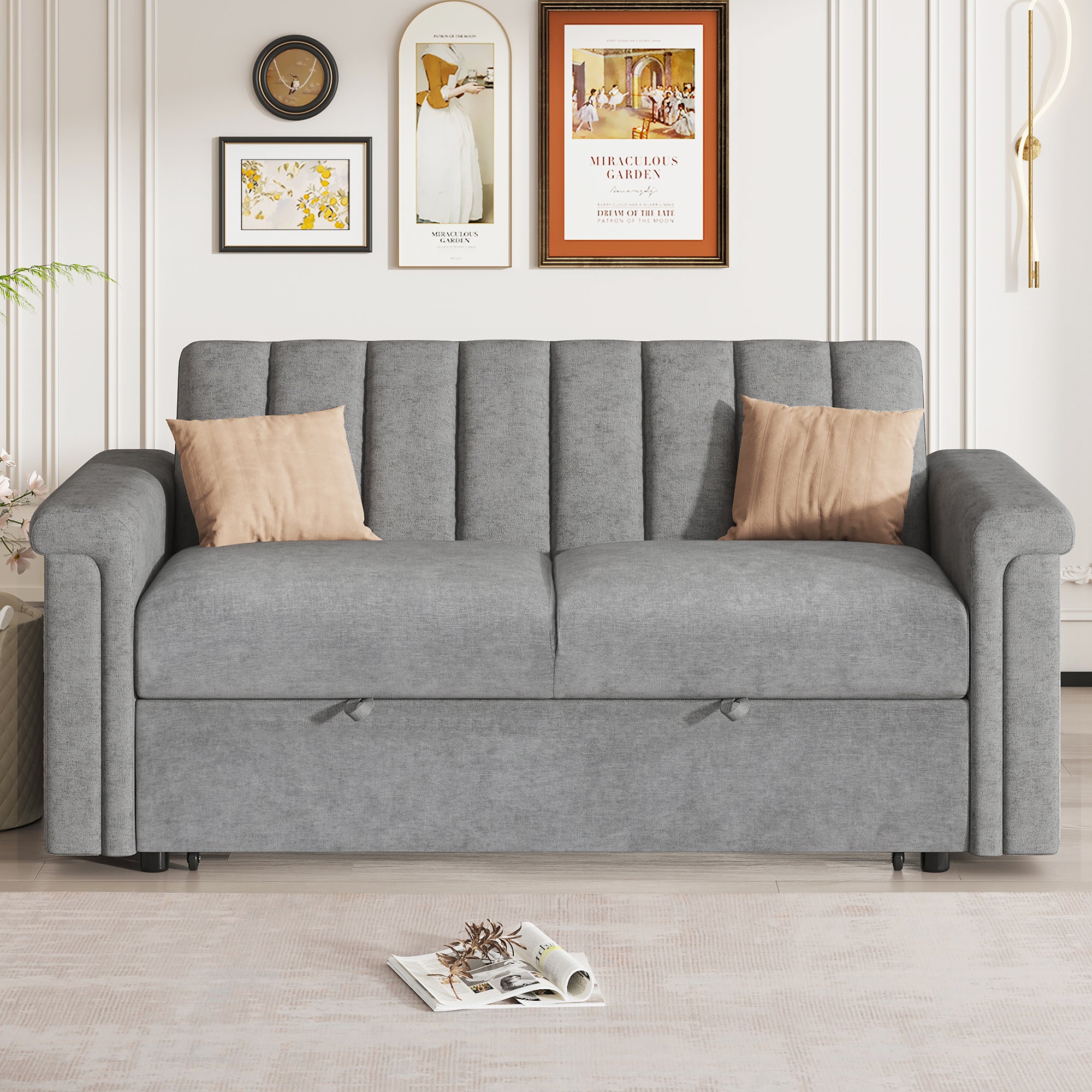 U_STYLE Convertible Sofa Bed (Gray)