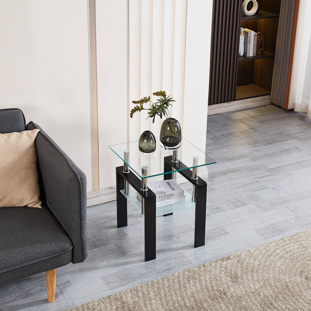Tempered Glass End Table, 2-Layers
