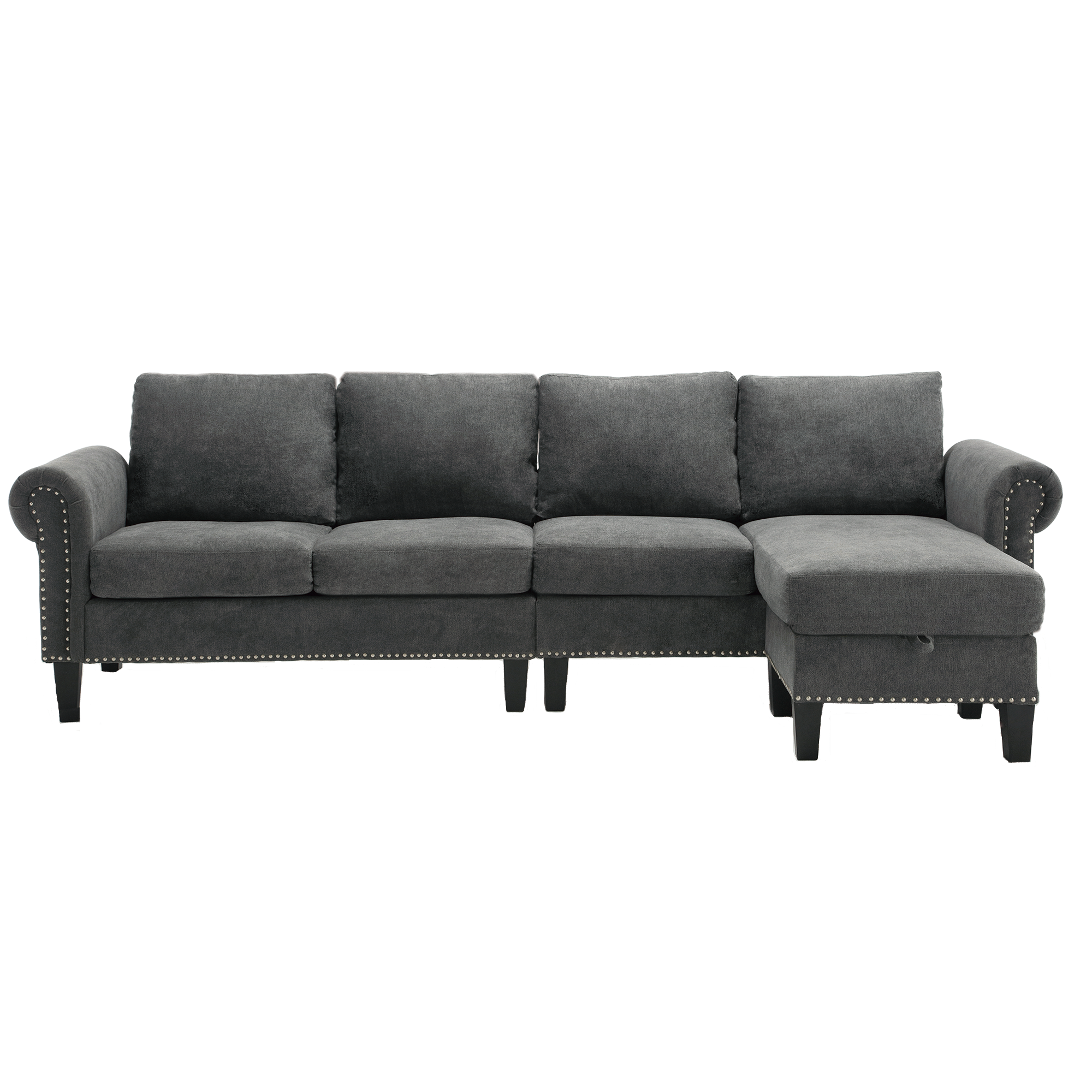 Convertible L-Sectional Sofa with Storage (Gray)