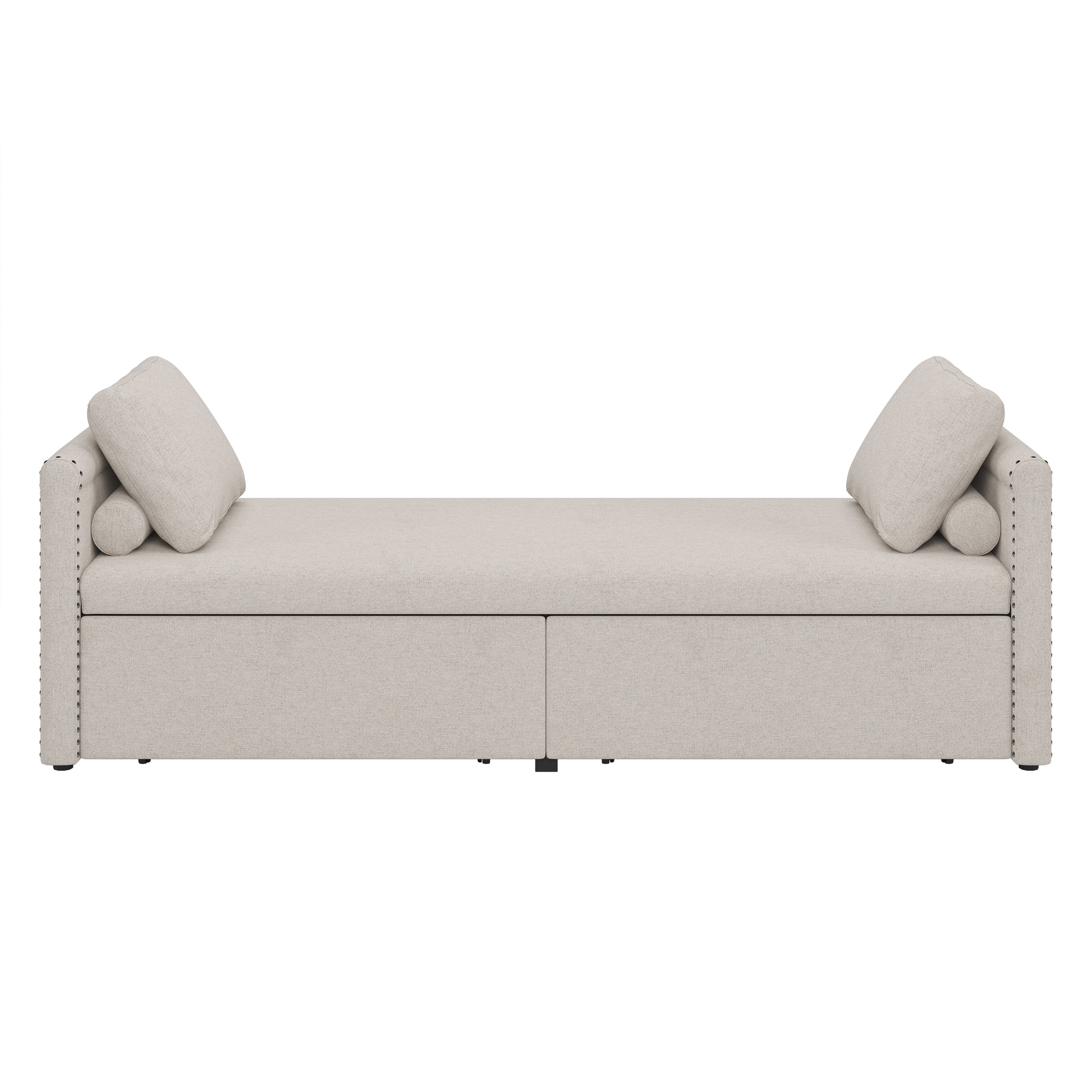 Modern Lounge Chair Sofa Bed w/ 2 Drawers - without mattress (Beige)