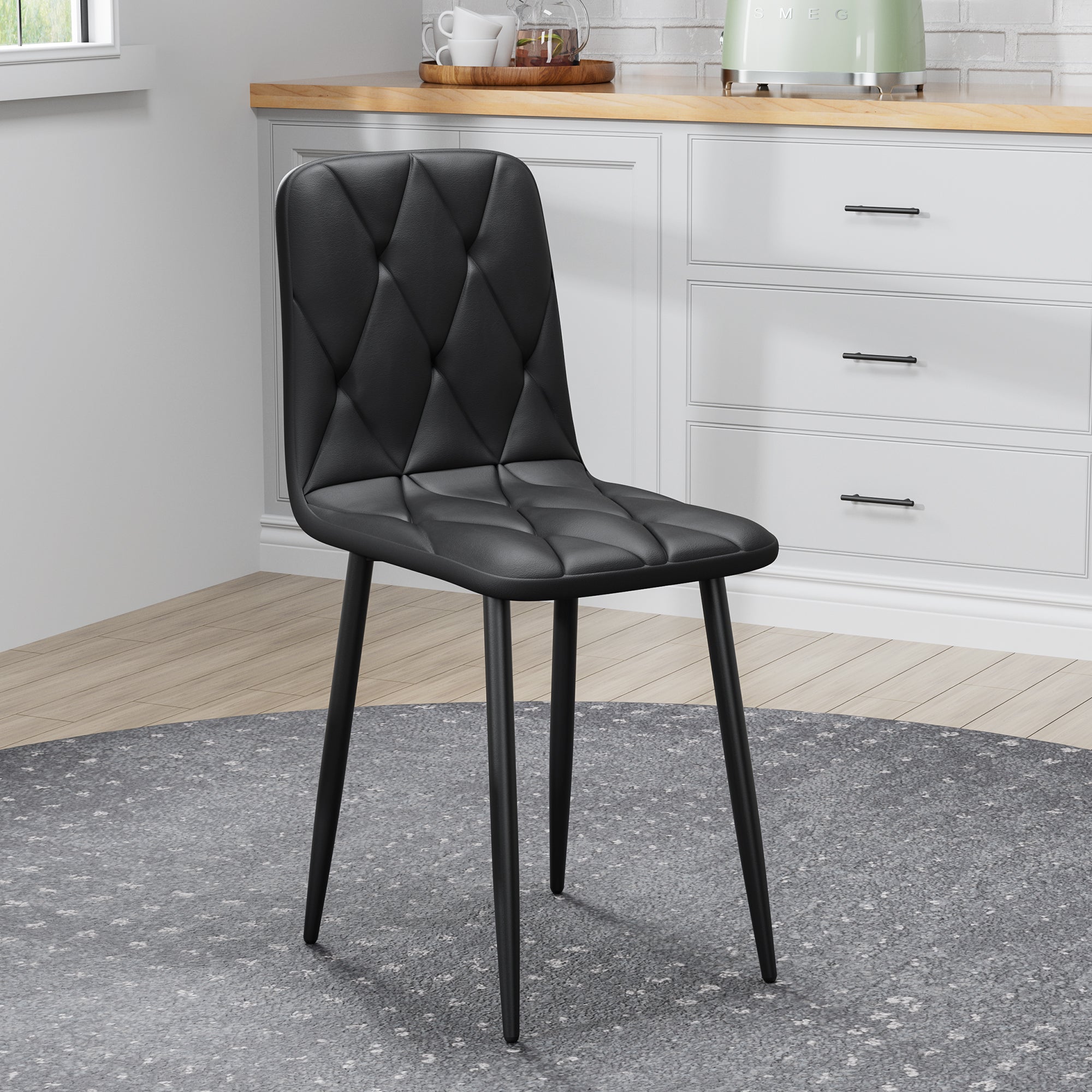Sleek Leather Dining Chairs - Set of 4 (Gray)
