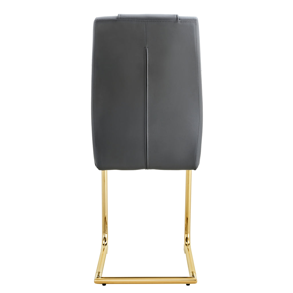 Set of 6 Chic Faux Leather Cushioned Chairs w/ Metal Legs (Gray)