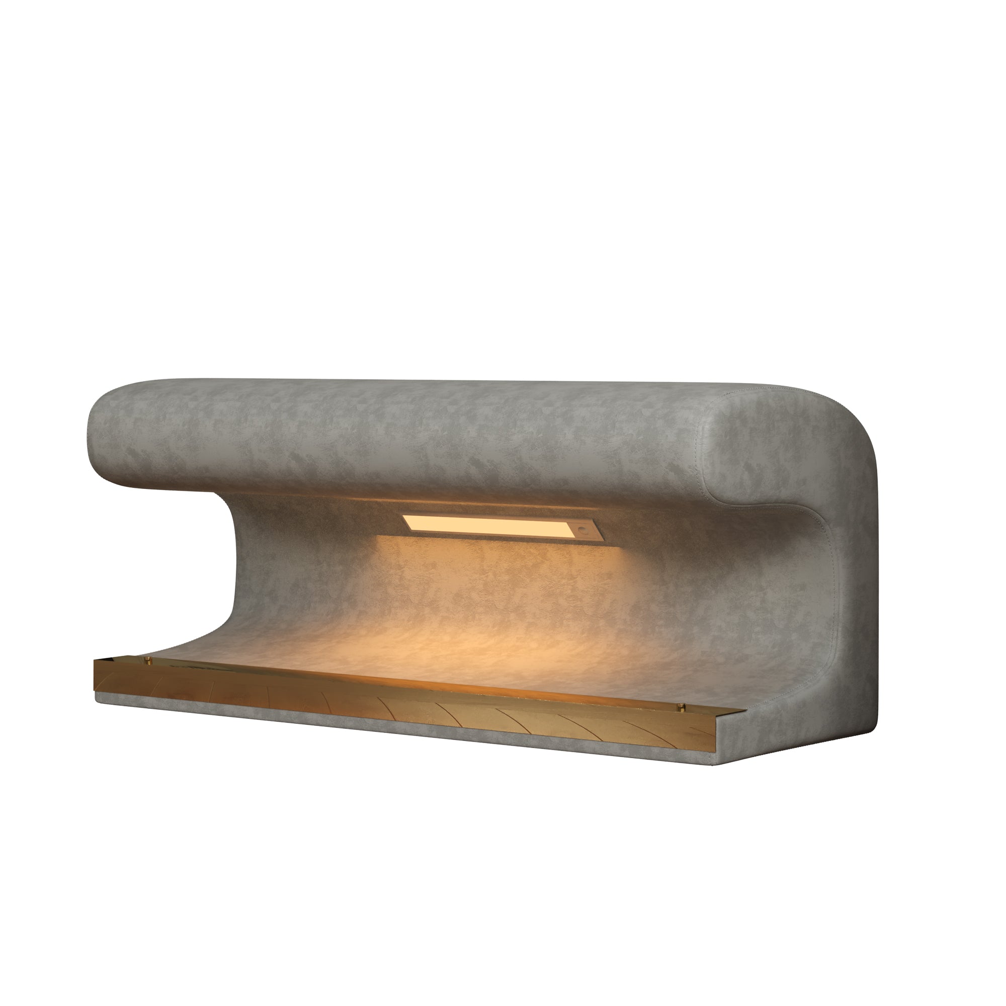 Entryway Bench Leather Ottoman w/ LED Sensor Light (Gray)