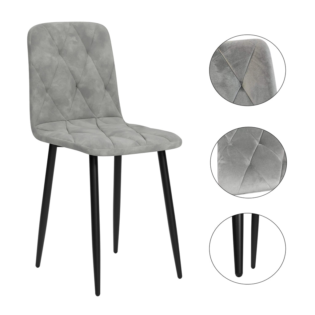 Sleek Velvet Dining Chairs - Set of 4 (Gray)