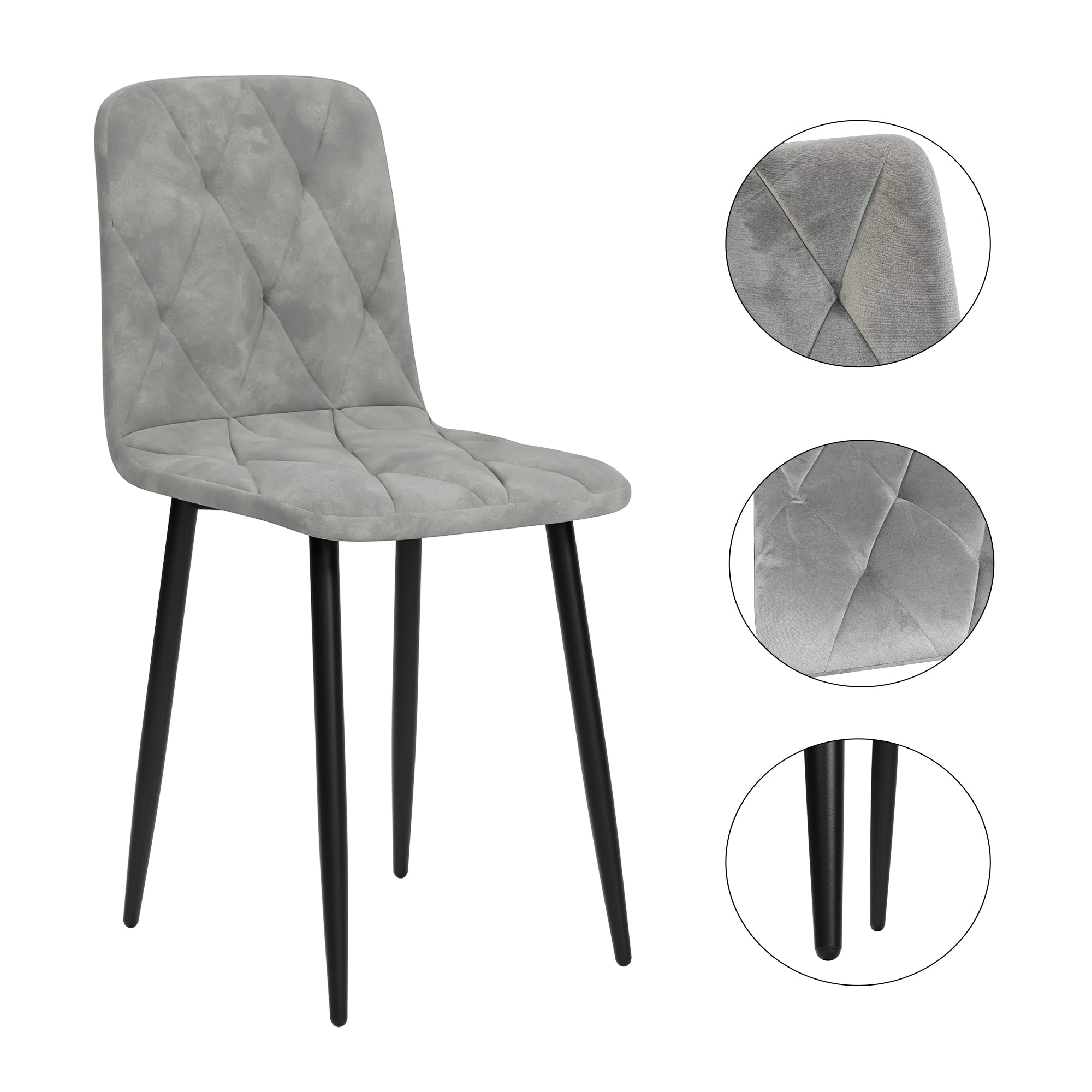 Sleek Velvet Dining Chairs - Set of 4 (Gray)