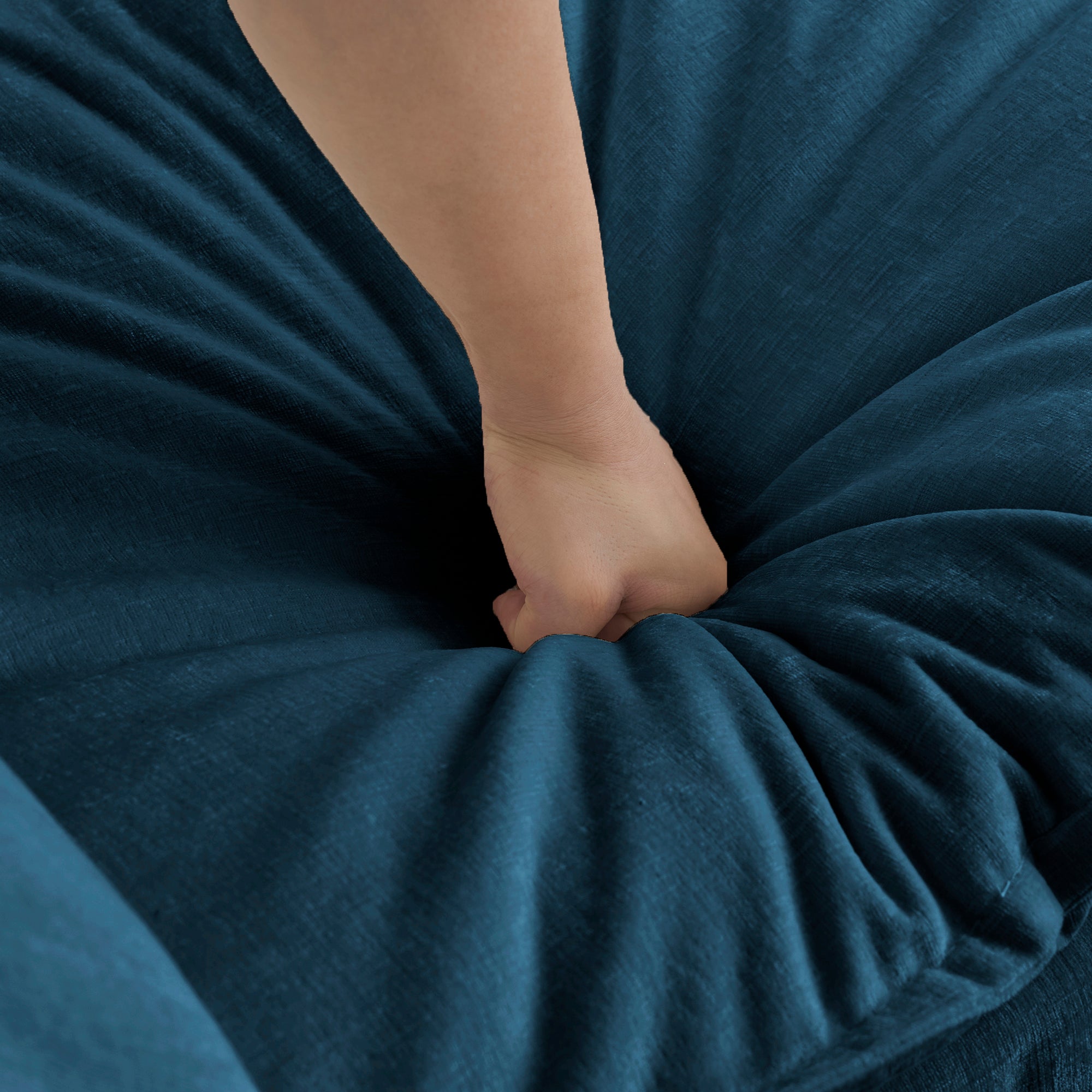 Chenille Ottomans Footrest (Blue)